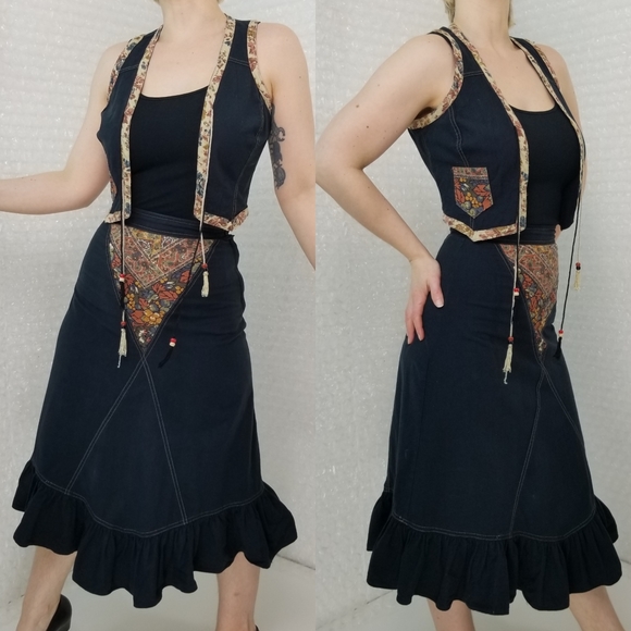 1970s Young Edwardian hippie vest & skirt - Picture 3 of 16